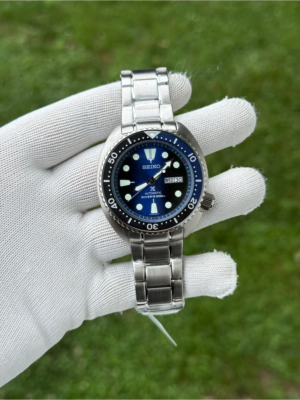 Seiko Men's Blue Dial Automatic Diver Watch - Stainless Steel
